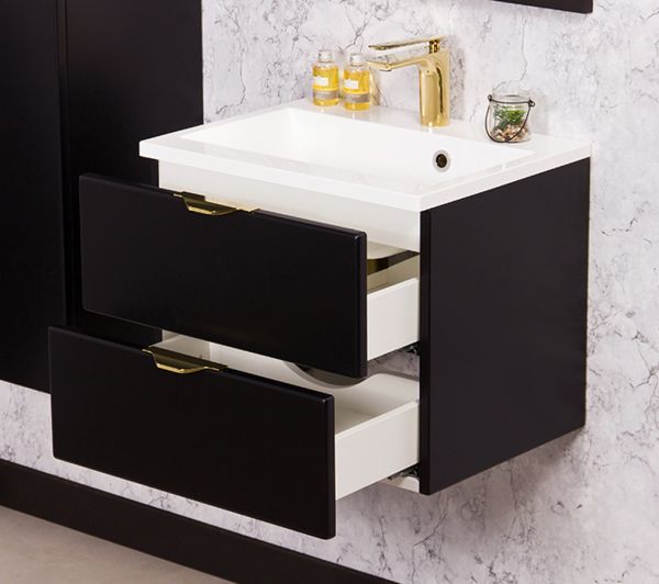 Badmöbelset VICTOR 50, 2 Schubladen, schwarz matt (VIC50248)