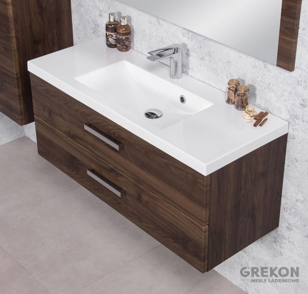 Badmöbel Genua 100 cm, Holzdekor Nussbaum (GE12OR)