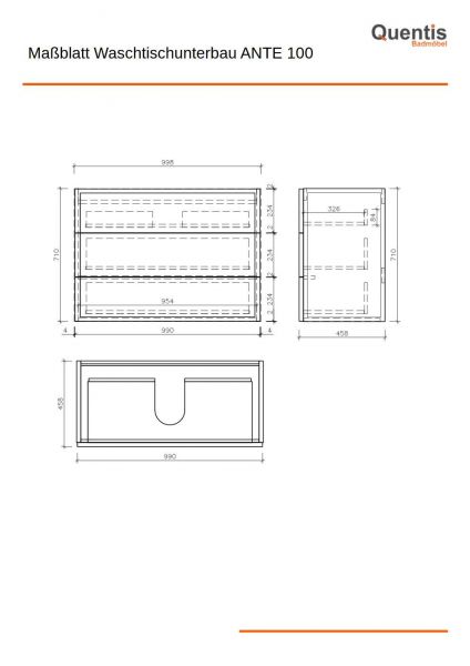 Badmöbelset ANTE 100 cm Maße