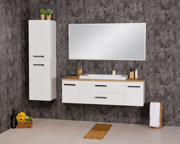 Badschrank weiß glänzend, mit 2 Türen, passend zu ARUVA/ GENUA/ SUSAN, vormontiert