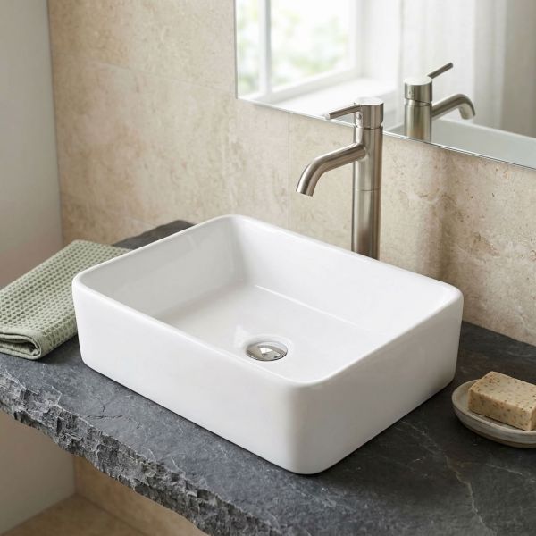 Aufsatzwaschbecken VERO 48 cm, Keramik, weiß