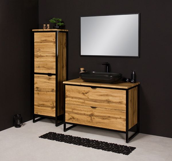 Badmöbel Cosmo, Breite 100 cm, Aufsatzbecken schwarz, CO1062-S