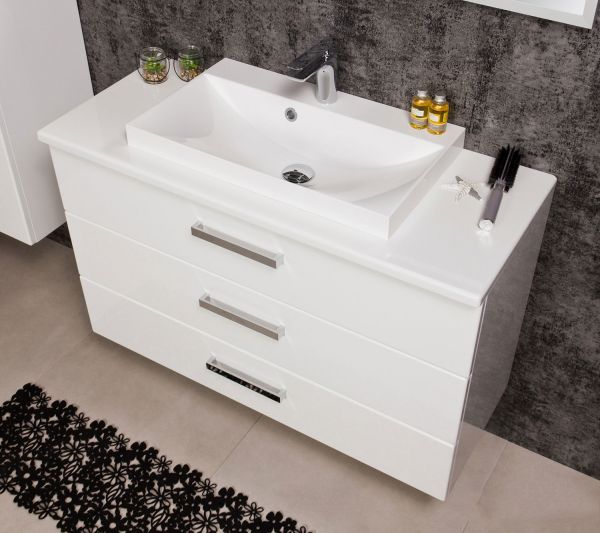 Badmöbel Susan, Breite 100 cm, weiß, Waschbeckenunterschrank montiert SN10347
