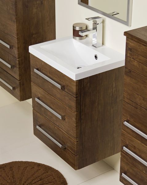 Badmöbel Genua 50, 3 Schubladen, Holzdekor antik, GE5350