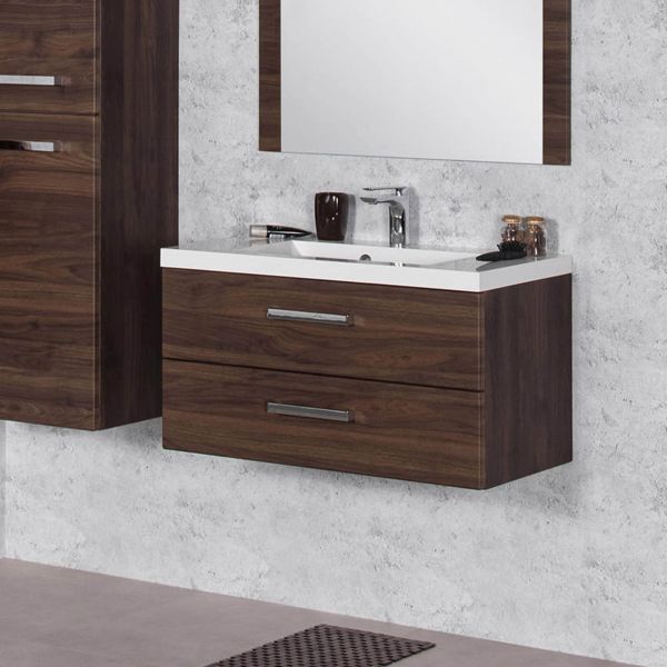 Badmöbel GENUA 80, Holzdekor Nussbaum (GE802OR)