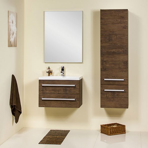 Badhochschrank, 1 Tür, 1 Schub, Holzdekor antik (HSG501S)