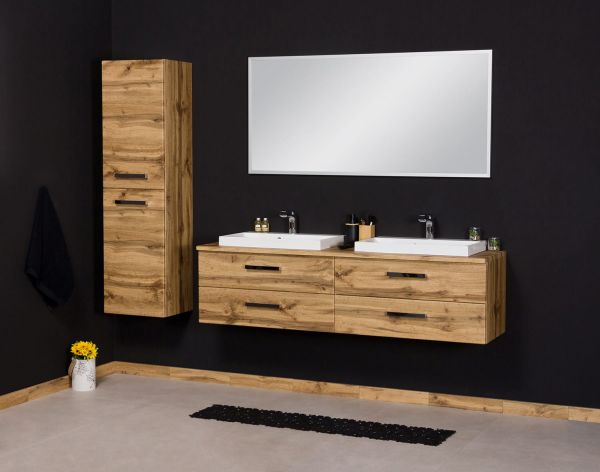 Quentis Badmöbelset Doppelwaschplatz SUSAN, Breite 160 cm, Eiche Natur SN160D-NE