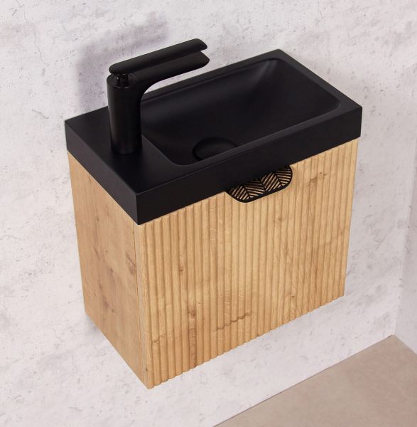 Handwaschbecken ADA, schwarz matt mit Waschbeckenunterschrank FRESCO