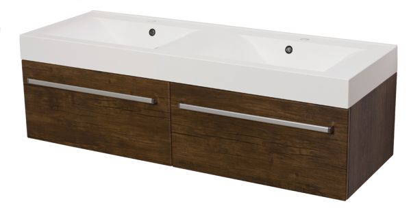 Doppelwaschplatz Zeno, Breite 140 cm, Ausführung Holzdekor antik, ZE1450-2S