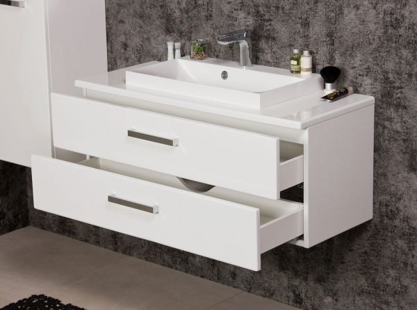 Waschplatz SUSAN, 100 cm, weiß glänzend (SN1247-2S)