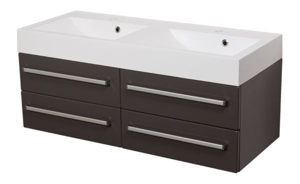 Quentis Doppelwaschplatz ARUVA 120, grafitgrau (AR1256-D-4S)