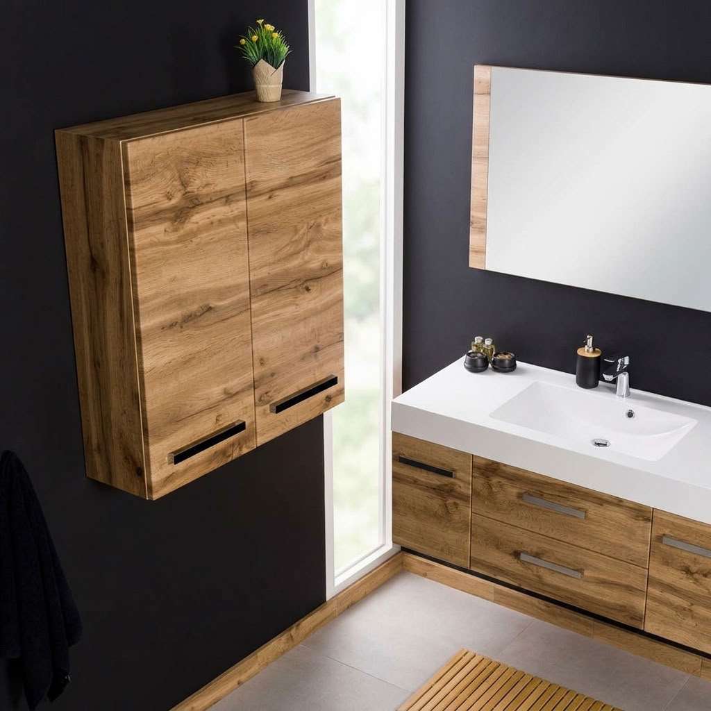 Quentis Badschrank Breite 60 cm, 2 Türen, Eiche Natur