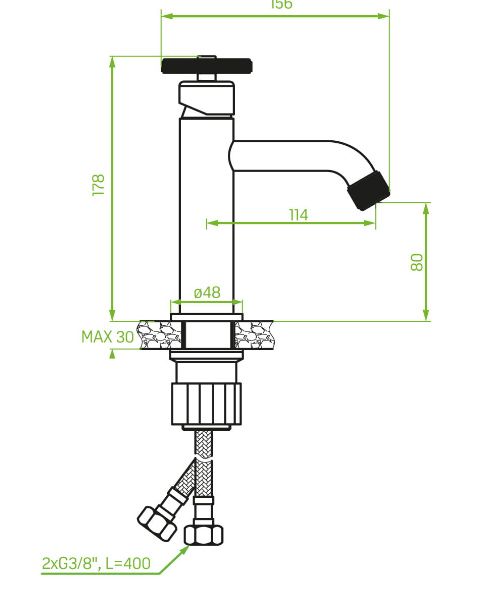 Waschtischarmatur MURO, schwarz matt (BAU722D)