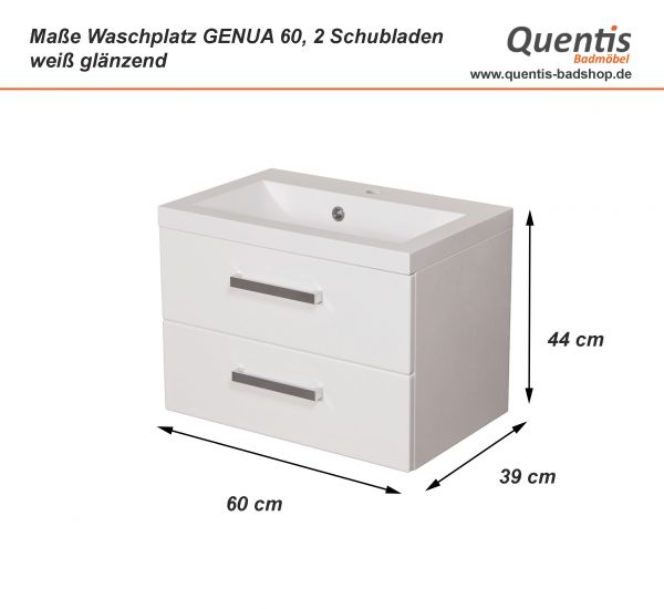 Badmöbel GENUA, Breite 60 cm, grafitgrau, Waschtischunterschrank montiert