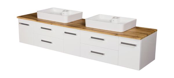 Badmöbel ARUVA Breite 210 cm, Kombination mit 2 Waschbecken