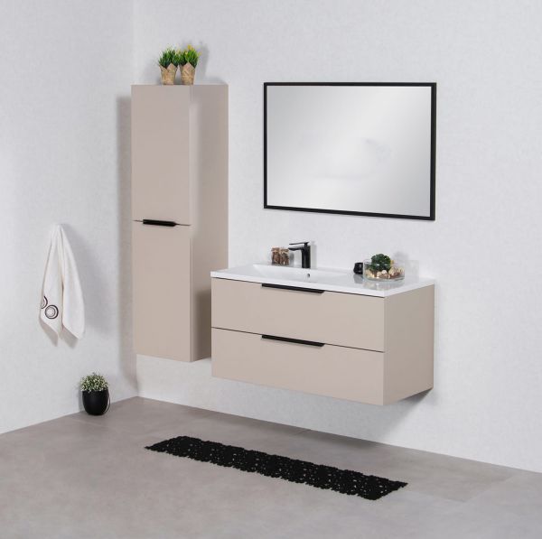 Badmöbel SYDNEY 100 cm, Macadamia matt, Waschtisch und Unterschrank (montiert)