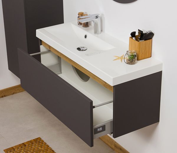 Quentis Badmöbel INTRA 90,SLIM LINE, grafitgrau matt, Unterschrank aufgebaut