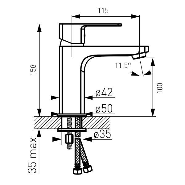 FERRO - Waschtischarmatur ALBA VERDELINE, Chrom, inkl. Ablaufgarnitur