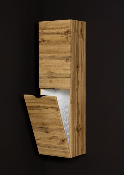 Bad Hochschrank mit Wäschekorb, Eiche Natur (VIC-NE-RW-K)