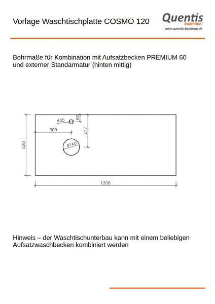 Badmöbel COSMO 120 cm, Eiche/ Schwarz, Waschtischunterbau stehend, Aufsatzbecken schwarz optional
