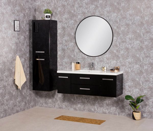 Badmöbel Genua Breite 120 cm, schwarz glänzend (GE3248-C)