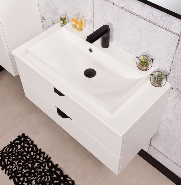 Waschplatz VICTA 80, seidenmatt weiß (Art.Nr. VIC80247-W)