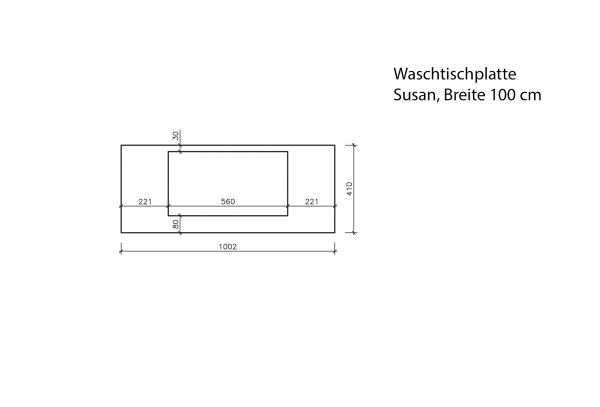 Badmöbel SUSAN Breite 100 cm, Holzdekor antik, Waschtischunterbau montiert