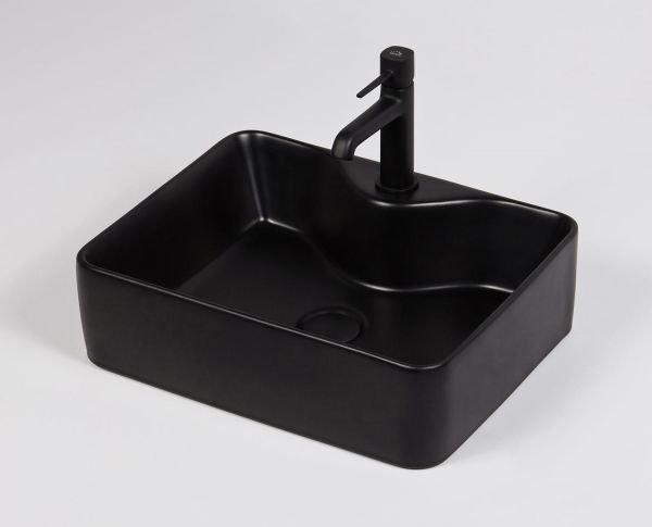 Aufsatz-Waschbecken BRENDO 47, Keramik, schwarz matt