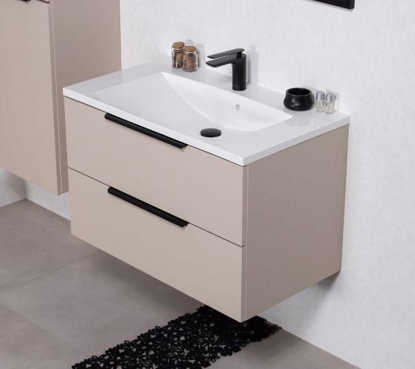 Badmöbel SYDNEY 80 cm, Macadamia matt, Waschtisch und Unterschrank (montiert)