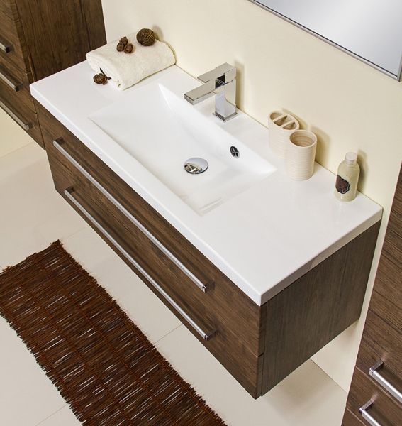 Badmöbel Genua, Breite 100 cm, Holzdekor antik, GE1250