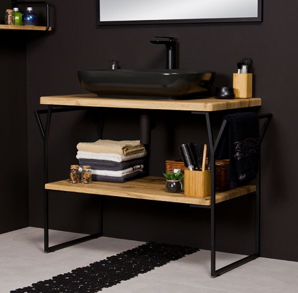 Badmöbel Cosmo-Loft, Breite 100 cm, Aufsatzbecken schwarz, CS1062-LOFT-S