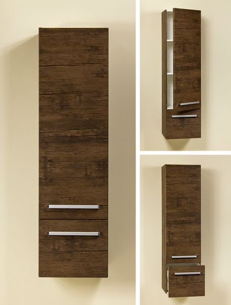 Badhochschrank, 1 Tür, 1 Schub, Holzdekor antik (HSG501S)