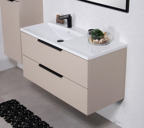 Badmöbel SYDNEY 100 cm, Macadamia matt, Waschtisch und Unterschrank (montiert)