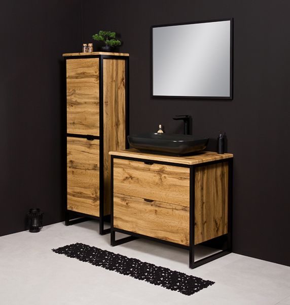 Badmöbel Cosmo, Breite 80 cm, Aufsatzbecken schwarz, CO8062-S