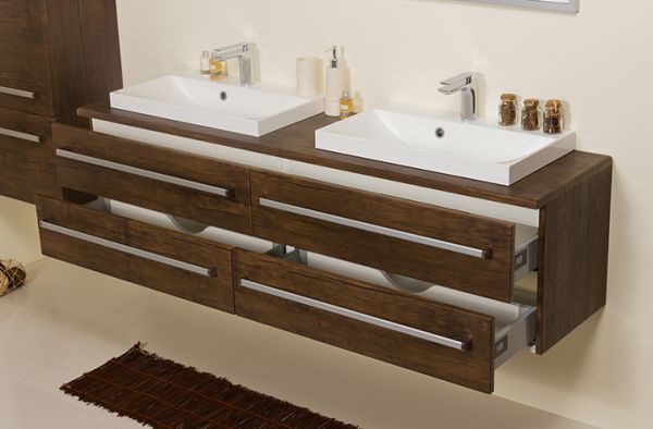 Badmöbelset SUSAN 160 cm – Doppelwaschtisch in Holzdekor Antik