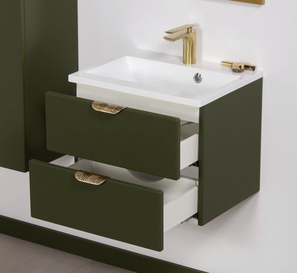 Badmöbel MAGNOLIA 50 cm, olivgrün, Waschtischunterbau montiert