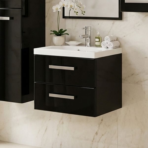 Badmöbel GENUA Breite 50 cm, Hochglanz schwarz