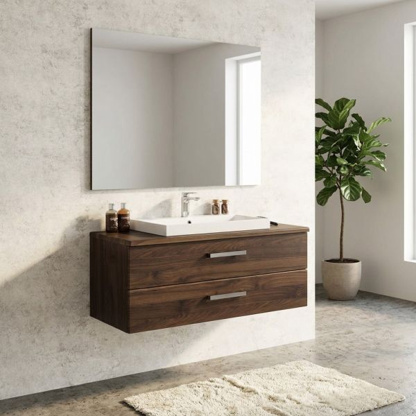 Badmöbel Susan Breite 100 cm, Holzdekor Nussbaum