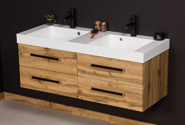 Doppelwaschplatz SHARON 120, Holzdekor Eiche Natur
