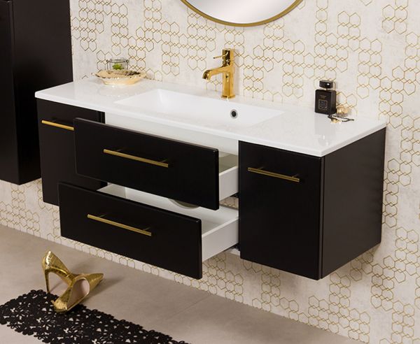 Waschplatz Belli, Breite 120 cm, schwarz matt, BL1248