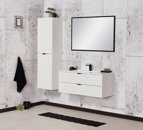 Badmöbel VICTOR 100 cm, Waschtischunterbau mit 2 Schubladen, Waschtisch, weiß matt (VIC10247)