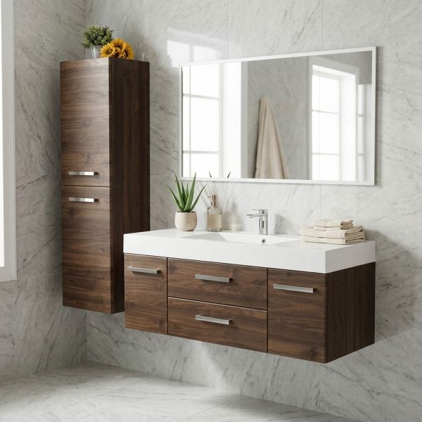Badmöbel Zeno Breite 120 cm mit passendem Hochschrank