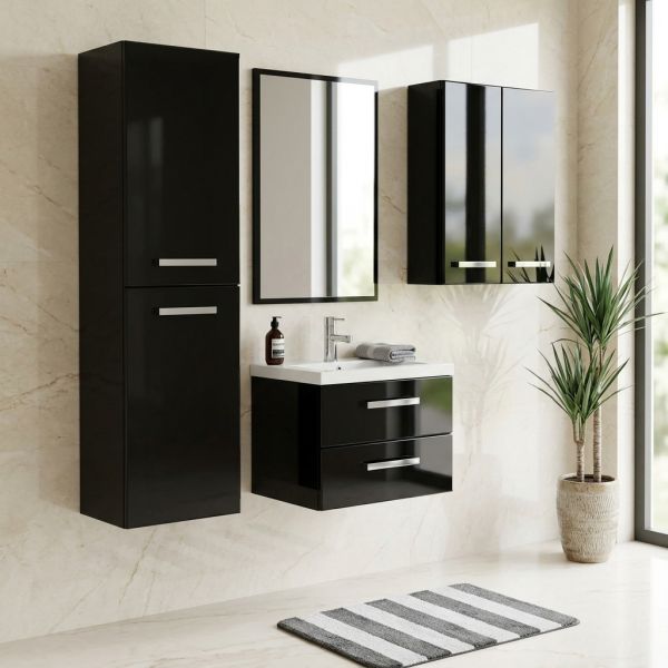 Badmöbel GENUA Breite 50 cm mit Hoch- und Hängeschrank 60