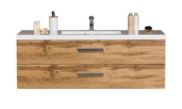 Badmöbel GENUA 120 cm, Eiche Natur, 2 Schubladen (GE12062)