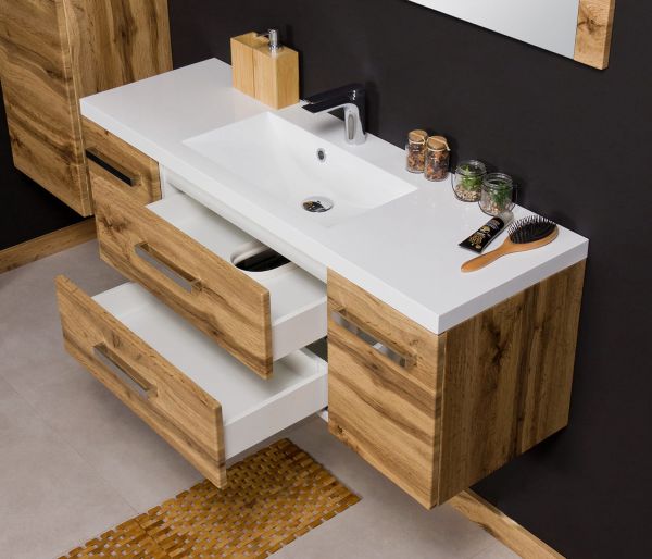 Waschplatz Genua Breite 120 cm, Front und Korpus Eiche Natur, GE3262-C