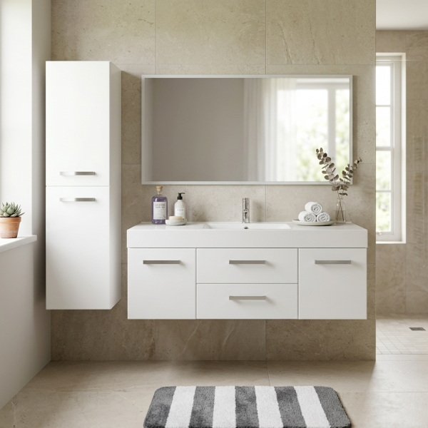Badmöbel ARUVA Breite 140 cm mit passendem Hochschrank