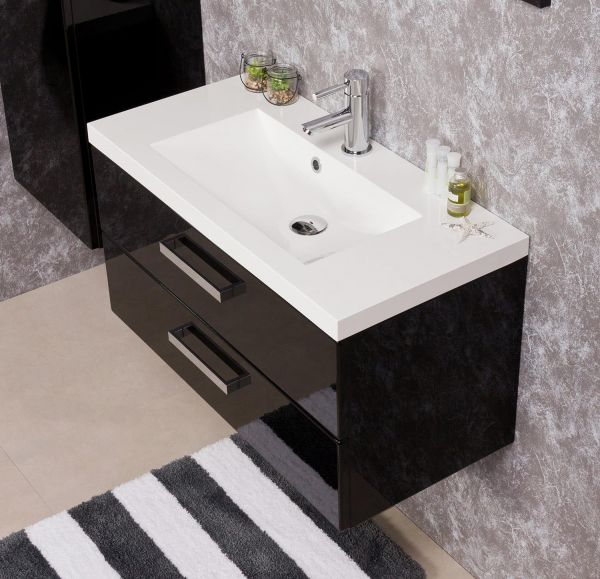 Badmöbel Genua 80, schwarz glänzend (GE8248)