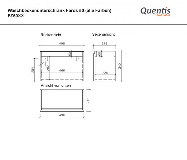 Badmöbel FAROS 50 cm, schwarz, Gäste-WC Möbelset, Unterschrank montiert