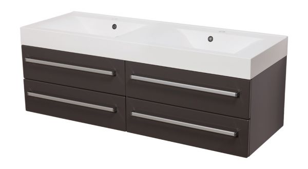 Doppelwaschplatz ARUVA 140 cm, grafitgrau (AR1456-D-4S)