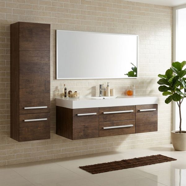 Badmöbel ZENO Breite 140 cm, Holzdekor antik
